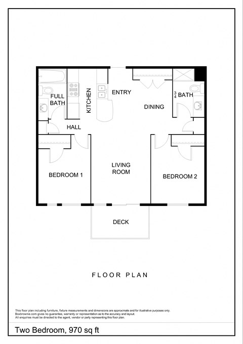 a floor plan of two bedroom floor plan with two baths